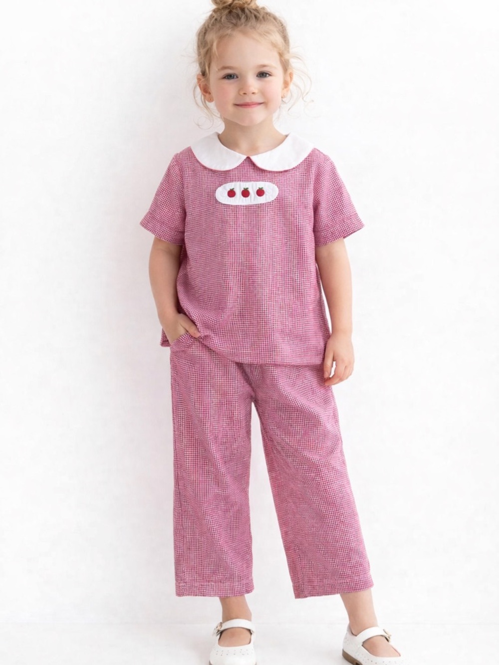 Edgehill Collection Kids Red Gingham Two-Piece Set , Cotton, size 3T